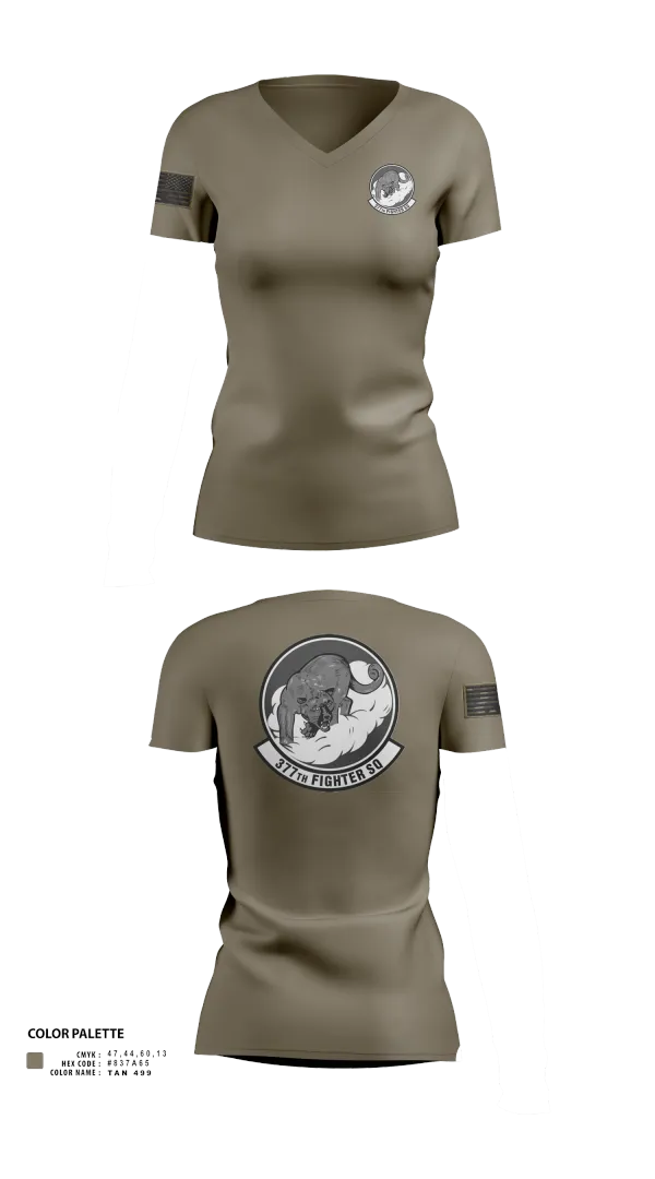 Womens Short Sleeve Vneck Shirt, 377 Fighter Generation Squadron, , Teamtime, Team time, sublimation, custom sports apparel, team uniforms, spirit wear, spiritwear, sports uniforms, custom shirts, team store, custom team store, fundraiser sports, apparel fundraiser