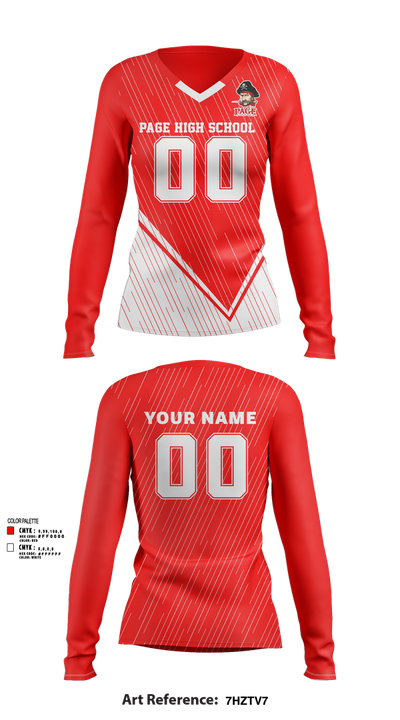 Page High School Volleyball 46442343 Women's Long Sleeve V-neck Shirt - 41