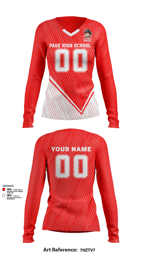Womens Long Sleeve Vneck Shirt, Page High School Volleyball, Women's Volleyball, Teamtime, Team time, sublimation, custom sports apparel, team uniforms, spirit wear, spiritwear, sports uniforms, custom shirts, team store, custom team store, fundraiser sports, apparel fundraiser