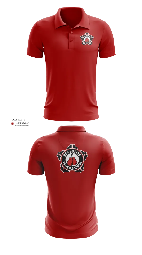 Short Sleeve Performance Polo, ROC Boxing, Wrestling, Teamtime, Team time, sublimation, custom sports apparel, team uniforms, spirit wear, spiritwear, sports uniforms, custom shirts, team store, custom team store, fundraiser sports, apparel fundraiser