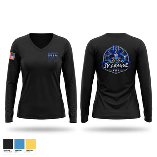 Womens Long Sleeve Vneck Shirt, The IV League, EMS/EMT, Teamtime, Team time, sublimation, custom sports apparel, team uniforms, spirit wear, spiritwear, sports uniforms, custom shirts, team store, custom team store, fundraiser sports, apparel fundraiser
