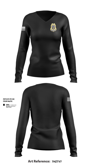 Womens Long Sleeve Vneck Shirt, Diplomatic Security Service, Police, Teamtime, Team time, sublimation, custom sports apparel, team uniforms, spirit wear, spiritwear, sports uniforms, custom shirts, team store, custom team store, fundraiser sports, apparel fundraiser