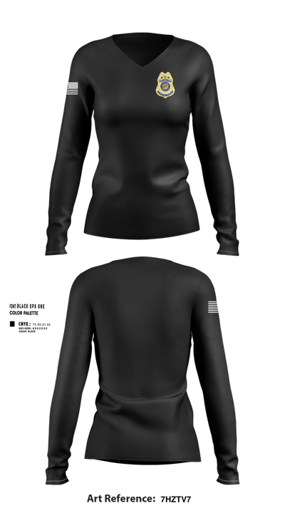 Diplomatic Security Service 88082914 Women's Long Sleeve V-neck Shirt - 101