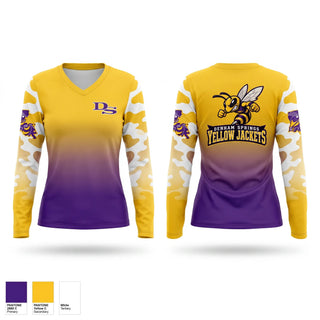 Womens Long Sleeve Vneck Shirt, Denham Springs, , Teamtime, Team time, sublimation, custom sports apparel, team uniforms, spirit wear, spiritwear, sports uniforms, custom shirts, team store, custom team store, fundraiser sports, apparel fundraiser
