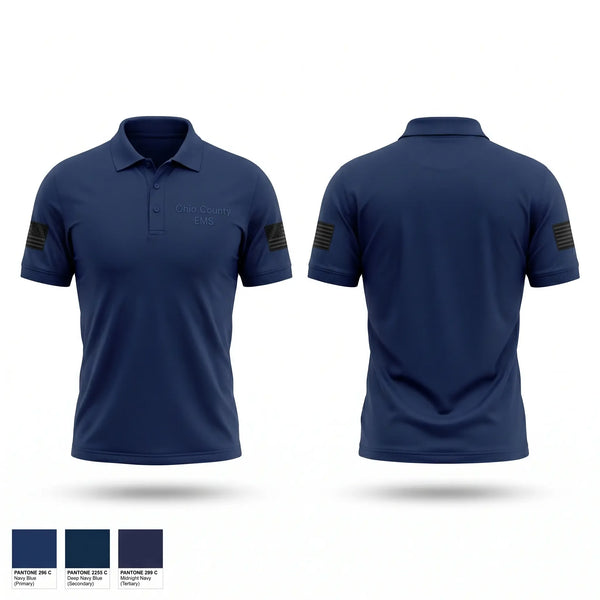Short Sleeve Performance Polo, Ohio County EMS, EMS/EMT, Teamtime, Team time, sublimation, custom sports apparel, team uniforms, spirit wear, spiritwear, sports uniforms, custom shirts, team store, custom team store, fundraiser sports, apparel fundraiser