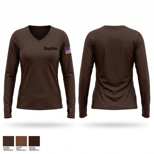 Womens Long Sleeve Vneck Shirt, Deputies, Police, Teamtime, Team time, sublimation, custom sports apparel, team uniforms, spirit wear, spiritwear, sports uniforms, custom shirts, team store, custom team store, fundraiser sports, apparel fundraiser