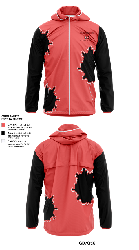Windbreaker, Warriors, Softball, Teamtime, Team time, sublimation, custom sports apparel, team uniforms, spirit wear, spiritwear, sports uniforms, custom shirts, team store, custom team store, fundraiser sports, apparel fundraiser