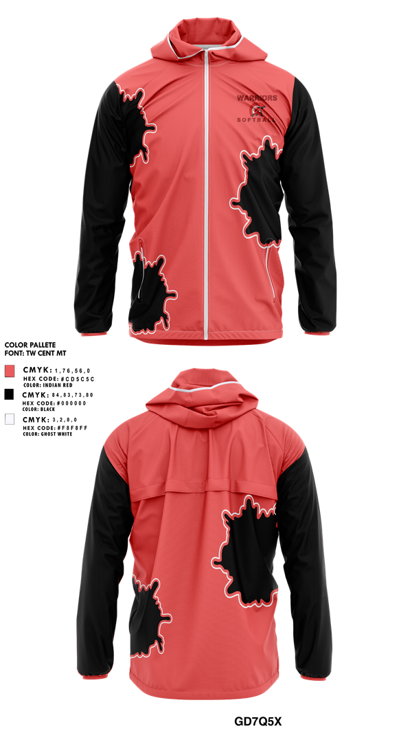 Windbreaker, Warriors, Softball, Teamtime, Team time, sublimation, custom sports apparel, team uniforms, spirit wear, spiritwear, sports uniforms, custom shirts, team store, custom team store, fundraiser sports, apparel fundraiser