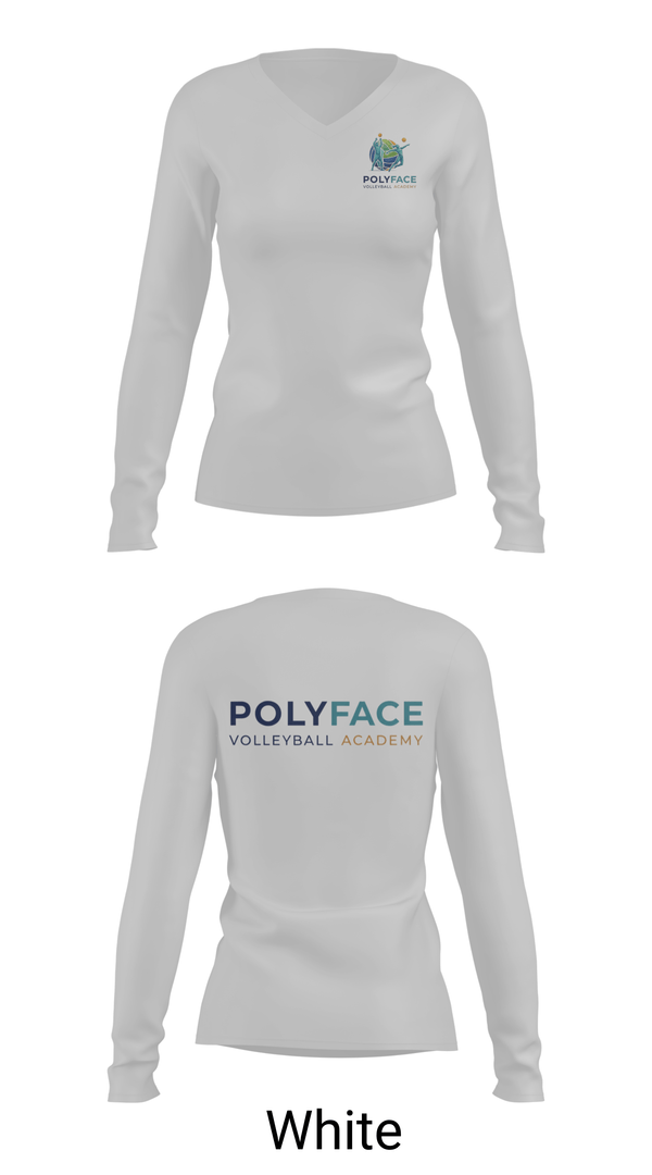 Womens Long Sleeve Vneck Shirt, PolyFace Volleyball Academy, Women's Volleyball, Teamtime, Team time, sublimation, custom sports apparel, team uniforms, spirit wear, spiritwear, sports uniforms, custom shirts, team store, custom team store, fundraiser sports, apparel fundraiser