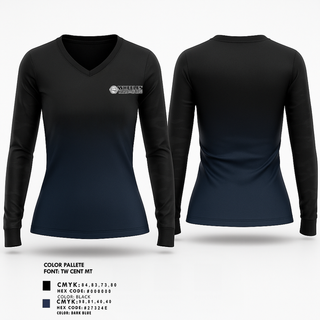 Womens Long Sleeve Vneck Shirt, Wheeles Karate & Jiujitsu, , Teamtime, Team time, sublimation, custom sports apparel, team uniforms, spirit wear, spiritwear, sports uniforms, custom shirts, team store, custom team store, fundraiser sports, apparel fundraiser
