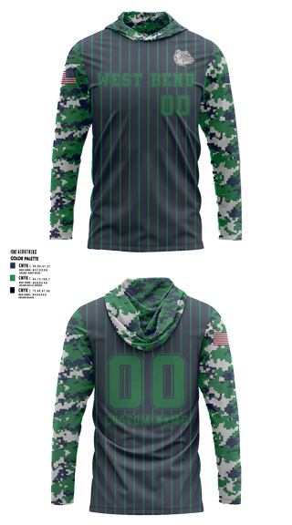 Long Sleeve hooded sunshirt, West Bend 9U Bulldogs, Baseball, Teamtime, Team time, sublimation, custom sports apparel, team uniforms, spirit wear, spiritwear, sports uniforms, custom shirts, team store, custom team store, fundraiser sports, apparel fundraiser