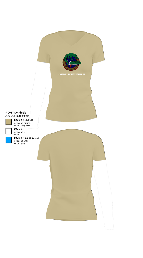 Womens Short Sleeve Vneck Shirt, 2d Assault Amphibian Battalion, , Teamtime, Team time, sublimation, custom sports apparel, team uniforms, spirit wear, spiritwear, sports uniforms, custom shirts, team store, custom team store, fundraiser sports, apparel fundraiser