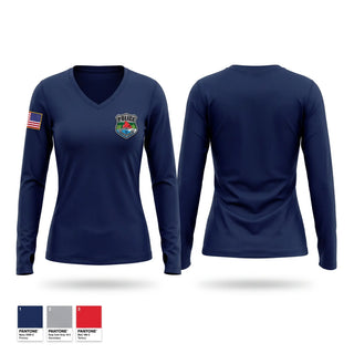 Womens Long Sleeve Vneck Shirt, Town of Clinton Police, Police, Teamtime, Team time, sublimation, custom sports apparel, team uniforms, spirit wear, spiritwear, sports uniforms, custom shirts, team store, custom team store, fundraiser sports, apparel fundraiser