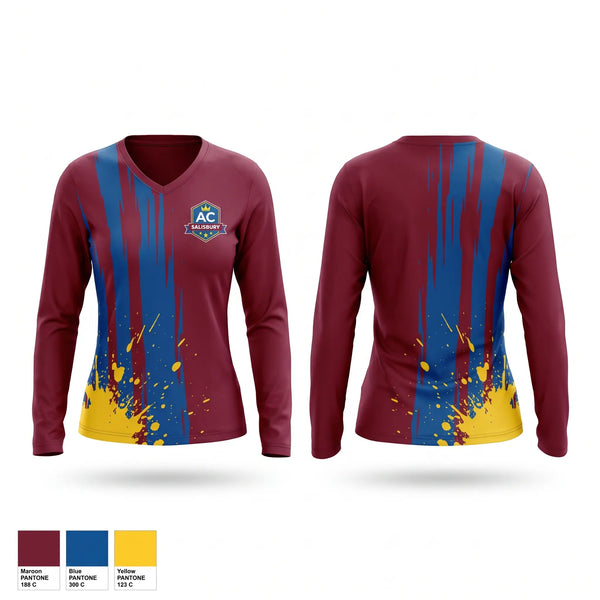 Womens Long Sleeve Vneck Shirt, ACS, Men's Soccer, Teamtime, Team time, sublimation, custom sports apparel, team uniforms, spirit wear, spiritwear, sports uniforms, custom shirts, team store, custom team store, fundraiser sports, apparel fundraiser