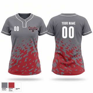 Two Button Softball Jersey, Crossfire Fastpitch, Softball, Teamtime, Team time, sublimation, custom sports apparel, team uniforms, spirit wear, spiritwear, sports uniforms, custom shirts, team store, custom team store, fundraiser sports, apparel fundraiser