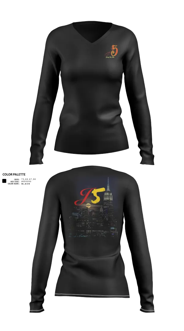 Womens Long Sleeve Vneck Shirt, Jonny Five Film, , Teamtime, Team time, sublimation, custom sports apparel, team uniforms, spirit wear, spiritwear, sports uniforms, custom shirts, team store, custom team store, fundraiser sports, apparel fundraiser
