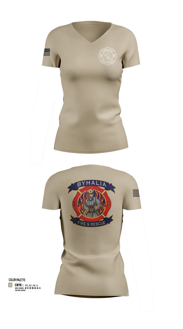 Womens Short Sleeve Vneck Shirt, Byhalia Fire and Rescue, Fire Department, Teamtime, Team time, sublimation, custom sports apparel, team uniforms, spirit wear, spiritwear, sports uniforms, custom shirts, team store, custom team store, fundraiser sports, apparel fundraiser