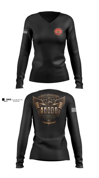 Womens Long Sleeve Vneck Shirt, Warrant Officer Store, Army, Teamtime, Team time, sublimation, custom sports apparel, team uniforms, spirit wear, spiritwear, sports uniforms, custom shirts, team store, custom team store, fundraiser sports, apparel fundraiser