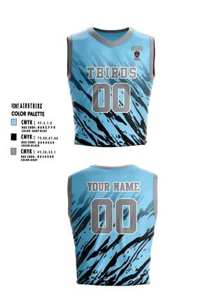 Mens Basketball Jersey, TBirds, Men's Basketball, Teamtime, Team time, sublimation, custom sports apparel, team uniforms, spirit wear, spiritwear, sports uniforms, custom shirts, team store, custom team store, fundraiser sports, apparel fundraiser