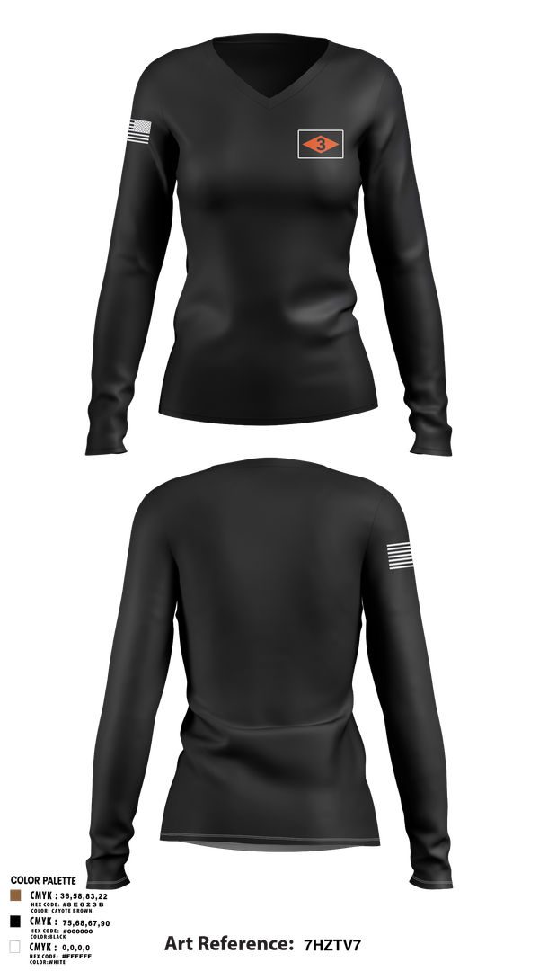 Womens Long Sleeve Vneck Shirt, 3rd battalion 75th ranger regiment, Army, Teamtime, Team time, sublimation, custom sports apparel, team uniforms, spirit wear, spiritwear, sports uniforms, custom shirts, team store, custom team store, fundraiser sports, apparel fundraiser