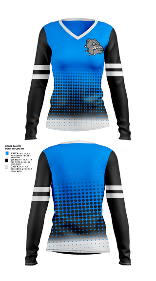 Womens Long Sleeve Vneck Shirt, Bulldawgs, , Teamtime, Team time, sublimation, custom sports apparel, team uniforms, spirit wear, spiritwear, sports uniforms, custom shirts, team store, custom team store, fundraiser sports, apparel fundraiser