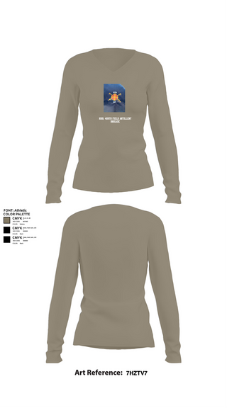 Womens Long Sleeve Vneck Shirt, HHB, 428th Field Artillery Brigade, , Teamtime, Team time, sublimation, custom sports apparel, team uniforms, spirit wear, spiritwear, sports uniforms, custom shirts, team store, custom team store, fundraiser sports, apparel fundraiser
