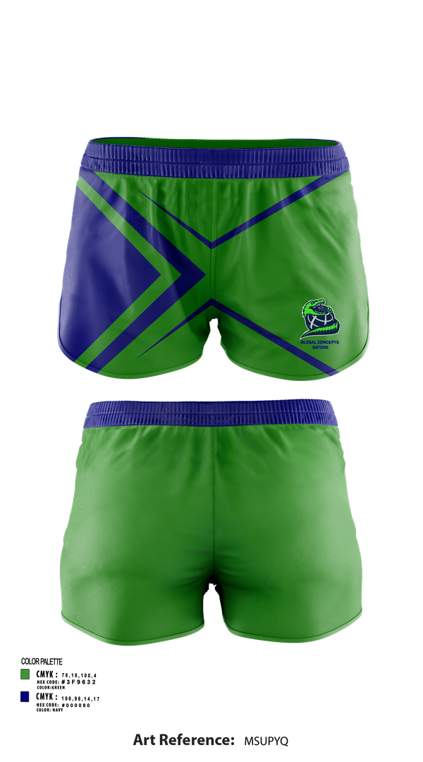 Womens Shorts, Global Concepts Gators, Spirit Store, Teamtime, Team time, sublimation, custom sports apparel, team uniforms, spirit wear, spiritwear, sports uniforms, custom shirts, team store, custom team store, fundraiser sports, apparel fundraiser
