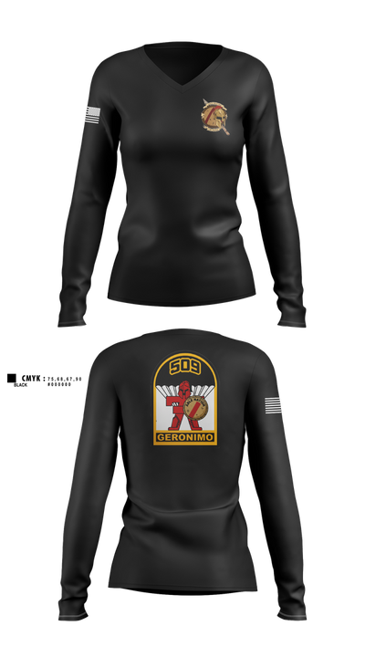 3-509th Parachute Infantry BN Able Nation 10459424 Women's Long Sleeve V-neck Shirt - 101