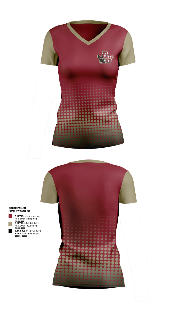Womens Short Sleeve Vneck Shirt, Bishop Watterson Color Guard, Spirit Store, Teamtime, Team time, sublimation, custom sports apparel, team uniforms, spirit wear, spiritwear, sports uniforms, custom shirts, team store, custom team store, fundraiser sports, apparel fundraiser