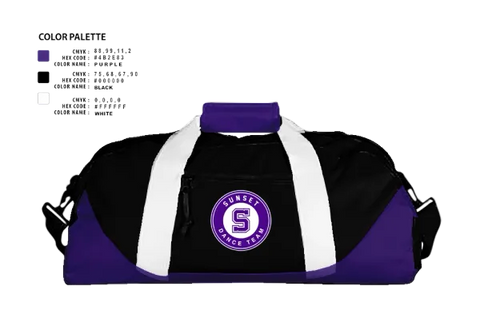 Duffle Bag, Sunset Dance Team, Spirit Store, Teamtime, Team time, sublimation, custom sports apparel, team uniforms, spirit wear, spiritwear, sports uniforms, custom shirts, team store, custom team store, fundraiser sports, apparel fundraiser
