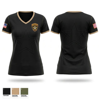 Womens Short Sleeve Vneck Shirt, Adams County Sheriff, Police, Teamtime, Team time, sublimation, custom sports apparel, team uniforms, spirit wear, spiritwear, sports uniforms, custom shirts, team store, custom team store, fundraiser sports, apparel fundraiser