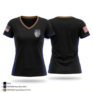 Womens Short Sleeve Vneck Shirt, Fort Walton Beach Police Department, Police, Teamtime, Team time, sublimation, custom sports apparel, team uniforms, spirit wear, spiritwear, sports uniforms, custom shirts, team store, custom team store, fundraiser sports, apparel fundraiser
