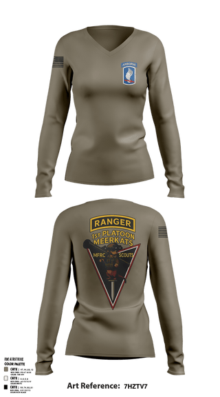 Womens Long Sleeve Vneck Shirt, MFRC 173rd, Army, Teamtime, Team time, sublimation, custom sports apparel, team uniforms, spirit wear, spiritwear, sports uniforms, custom shirts, team store, custom team store, fundraiser sports, apparel fundraiser