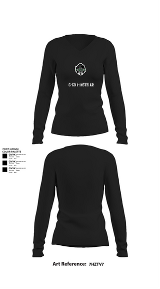 Womens Long Sleeve Vneck Shirt, C-CO 1-145th AR, , Teamtime, Team time, sublimation, custom sports apparel, team uniforms, spirit wear, spiritwear, sports uniforms, custom shirts, team store, custom team store, fundraiser sports, apparel fundraiser