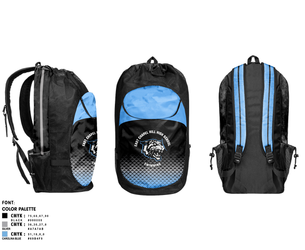 Gear Bag, East Chapel Hill High School Swimming, Swimming, Teamtime, Team time, sublimation, custom sports apparel, team uniforms, spirit wear, spiritwear, sports uniforms, custom shirts, team store, custom team store, fundraiser sports, apparel fundraiser