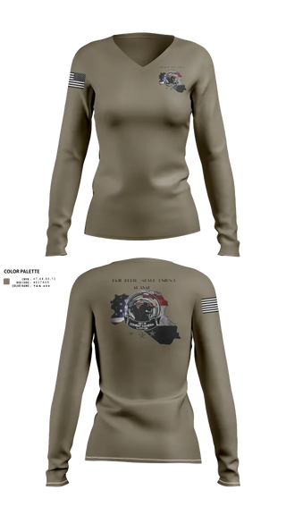 Womens Long Sleeve Vneck Shirt, 982nd Combat Camera Co., , Teamtime, Team time, sublimation, custom sports apparel, team uniforms, spirit wear, spiritwear, sports uniforms, custom shirts, team store, custom team store, fundraiser sports, apparel fundraiser