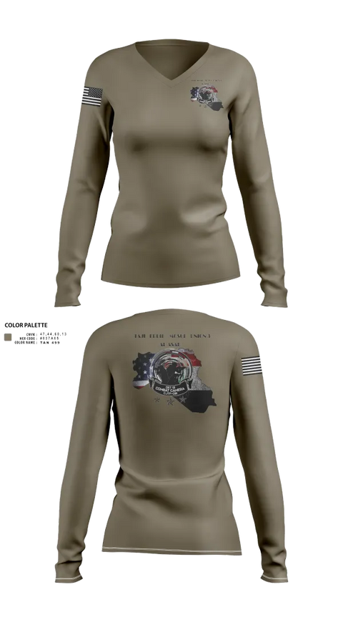Womens Long Sleeve Vneck Shirt, 982nd Combat Camera Co., , Teamtime, Team time, sublimation, custom sports apparel, team uniforms, spirit wear, spiritwear, sports uniforms, custom shirts, team store, custom team store, fundraiser sports, apparel fundraiser