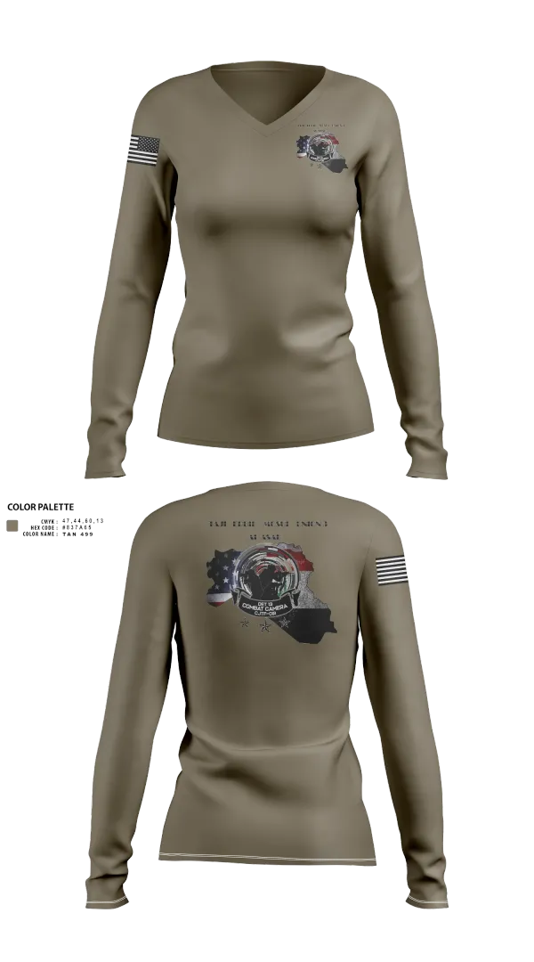 Womens Long Sleeve Vneck Shirt, 982nd Combat Camera Co., , Teamtime, Team time, sublimation, custom sports apparel, team uniforms, spirit wear, spiritwear, sports uniforms, custom shirts, team store, custom team store, fundraiser sports, apparel fundraiser