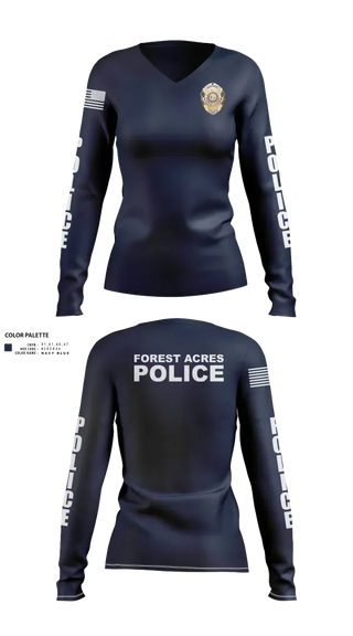 Womens Long Sleeve Vneck Shirt, FOREST ACRES POLICE DEPARTMENT, Police, Teamtime, Team time, sublimation, custom sports apparel, team uniforms, spirit wear, spiritwear, sports uniforms, custom shirts, team store, custom team store, fundraiser sports, apparel fundraiser