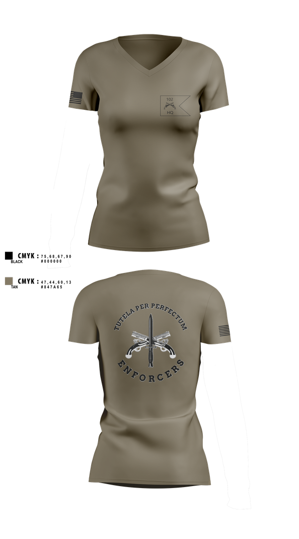 Womens Short Sleeve Vneck Shirt, HHC, 102d MP BN, National Guard, Teamtime, Team time, sublimation, custom sports apparel, team uniforms, spirit wear, spiritwear, sports uniforms, custom shirts, team store, custom team store, fundraiser sports, apparel fundraiser