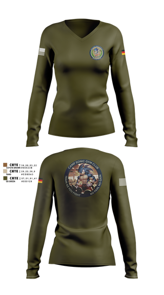 Womens Long Sleeve Vneck Shirt, DEU EinsKtgt CD/CBI, , Teamtime, Team time, sublimation, custom sports apparel, team uniforms, spirit wear, spiritwear, sports uniforms, custom shirts, team store, custom team store, fundraiser sports, apparel fundraiser