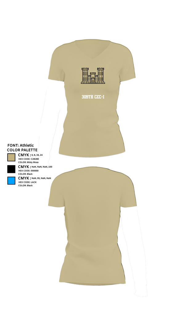 Womens Short Sleeve Vneck Shirt, 309th CEC-I, , Teamtime, Team time, sublimation, custom sports apparel, team uniforms, spirit wear, spiritwear, sports uniforms, custom shirts, team store, custom team store, fundraiser sports, apparel fundraiser