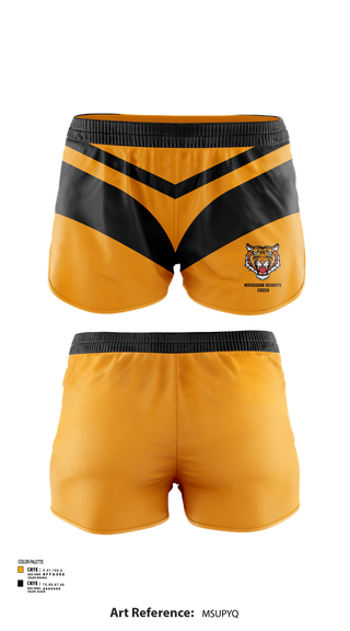 Womens Shorts, Muskegon Heights Cheer, Cheer, Teamtime, Team time, sublimation, custom sports apparel, team uniforms, spirit wear, spiritwear, sports uniforms, custom shirts, team store, custom team store, fundraiser sports, apparel fundraiser