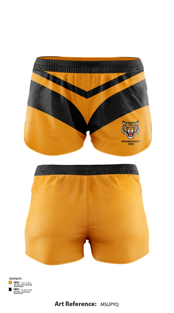 Womens Shorts, Muskegon Heights Cheer, Cheer, Teamtime, Team time, sublimation, custom sports apparel, team uniforms, spirit wear, spiritwear, sports uniforms, custom shirts, team store, custom team store, fundraiser sports, apparel fundraiser