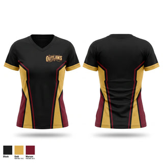 Womens Short Sleeve Vneck Shirt, Outlaws, Softball, Teamtime, Team time, sublimation, custom sports apparel, team uniforms, spirit wear, spiritwear, sports uniforms, custom shirts, team store, custom team store, fundraiser sports, apparel fundraiser