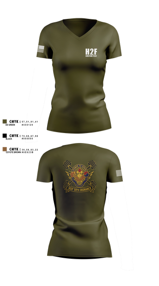 Womens Short Sleeve Vneck Shirt, 59th ORD BDE, Army, Teamtime, Team time, sublimation, custom sports apparel, team uniforms, spirit wear, spiritwear, sports uniforms, custom shirts, team store, custom team store, fundraiser sports, apparel fundraiser
