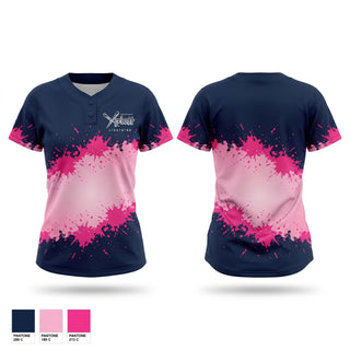 Two Button Softball Jersey, East Greenbush Xpress Lightning, Softball, Teamtime, Team time, sublimation, custom sports apparel, team uniforms, spirit wear, spiritwear, sports uniforms, custom shirts, team store, custom team store, fundraiser sports, apparel fundraiser