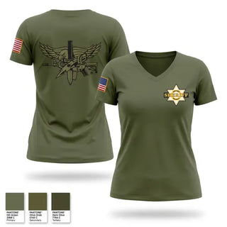 Womens Short Sleeve Vneck Shirt, Sevier County Sheriff SRT, Police, Teamtime, Team time, sublimation, custom sports apparel, team uniforms, spirit wear, spiritwear, sports uniforms, custom shirts, team store, custom team store, fundraiser sports, apparel fundraiser
