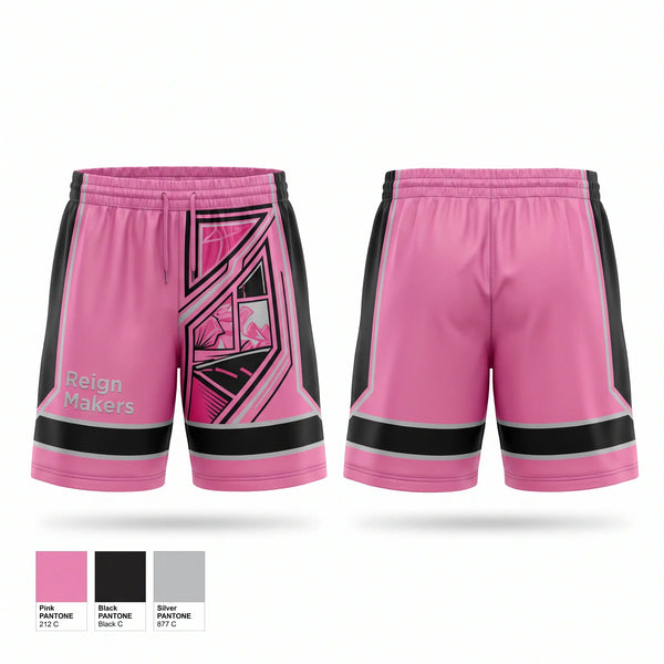 Mens Basketball Shorts, Reign Makers, Women's Basketball, Teamtime, Team time, sublimation, custom sports apparel, team uniforms, spirit wear, spiritwear, sports uniforms, custom shirts, team store, custom team store, fundraiser sports, apparel fundraiser
