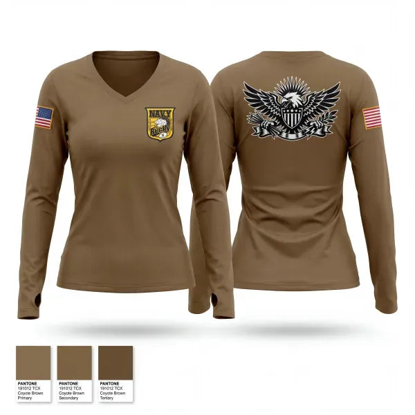 Womens Long Sleeve Vneck Shirt, Navy Rugby, Navy, Teamtime, Team time, sublimation, custom sports apparel, team uniforms, spirit wear, spiritwear, sports uniforms, custom shirts, team store, custom team store, fundraiser sports, apparel fundraiser
